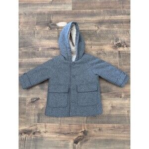 Zara Unisex Kids Gray Winter Peacoat Sherpa Lined Size 12-18mo